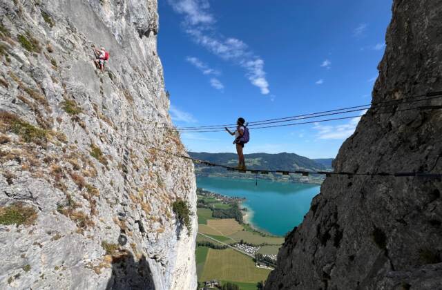 Drachenwand-Klettersteig am Mondsee: über den Ostgrat auf den Vorgipfel