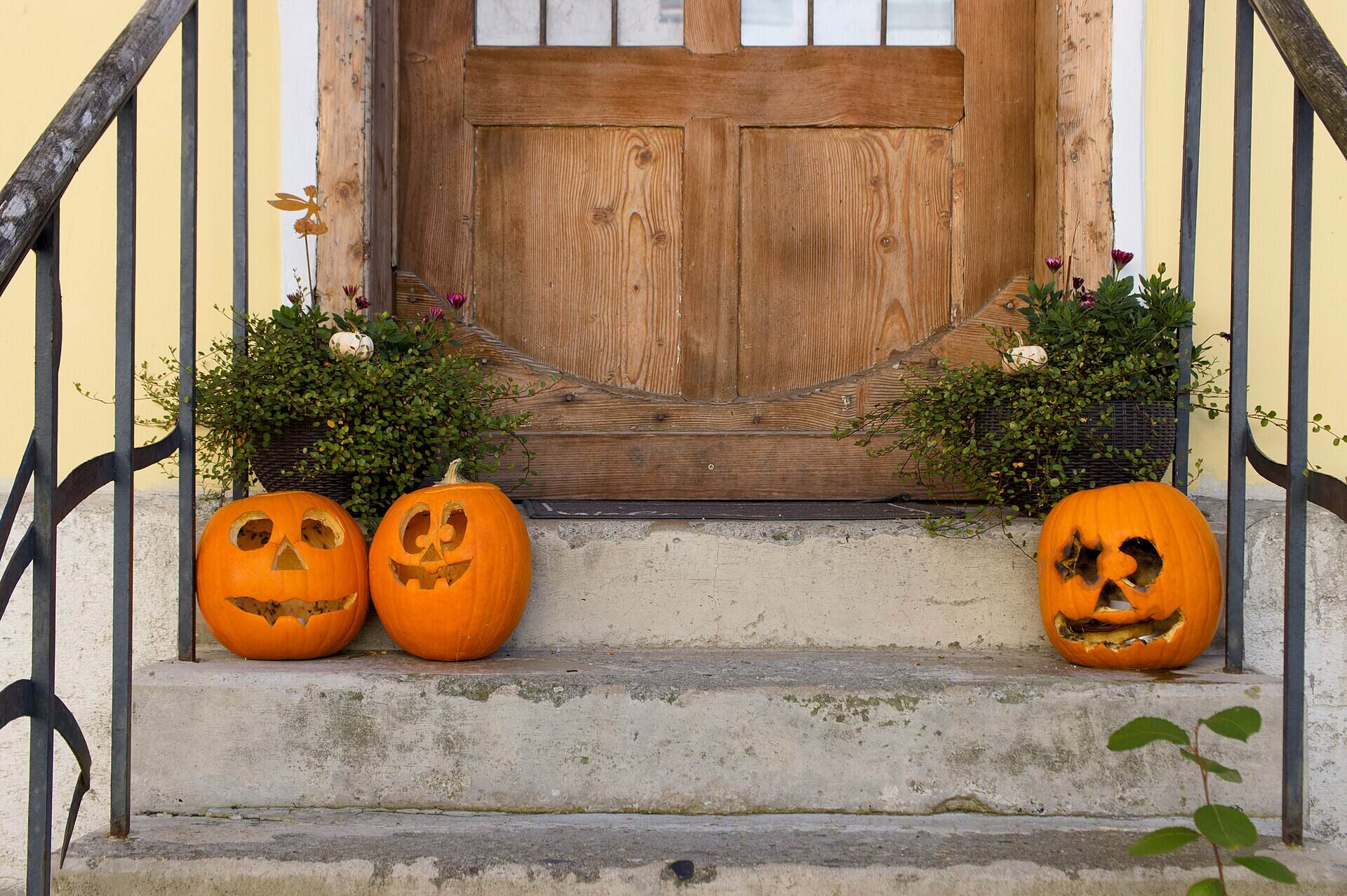 Kürbisse vor einem Haus in Taxenbach im Salzburger Pinzgau, Ende Oktober